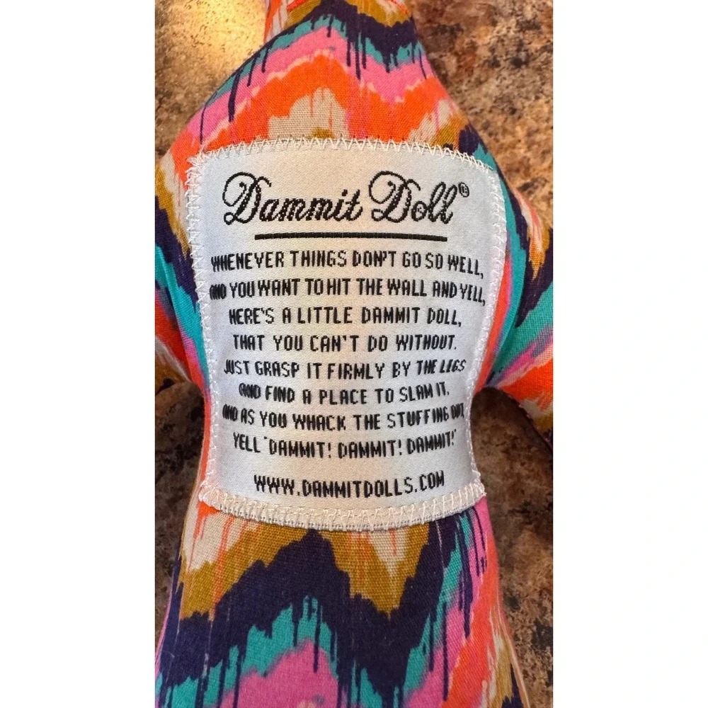 Dammit Doll Stress Relief Toy Funky Zig Zag Pattern‎ Orange Hair
